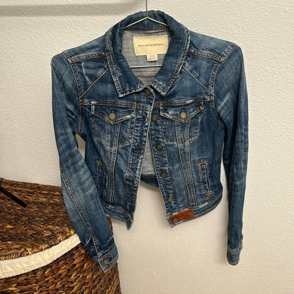 Anthropologie - Pilcro and the Letterpress Jean jacket with leather details